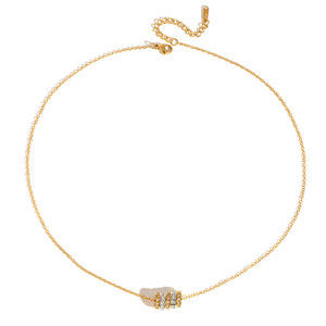 Collier Pendentif Géométrique en Acier Inoxydable Plaqué Or 18K avec Sertissage Pavé, Bijou Quotidien, Idéal Cadeau - Product Image 5