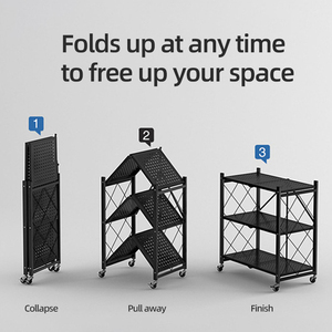 Household Double 3-5 Tier Metal Free Standing <strong>Storage</strong> Racks Foldable Shelving Rack Stackable <strong>Kitchen</strong> <strong>Storage</strong> <strong>Units</strong> - Product Image 5