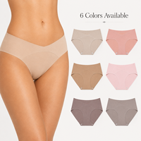 Ensemble de six pièces de sous-vêtements respirants, culottes taille moyenne couleur unie en soie glacée, sans couture et invisibles