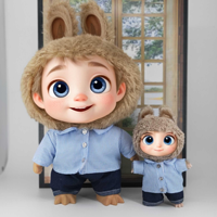 Set Pakaian Boneka Kartun Lucu Kustom Grosir, Setelan Rok Mini Bentuk Hewan Kawaii, Dekorasi Pakaian Boneka Plush