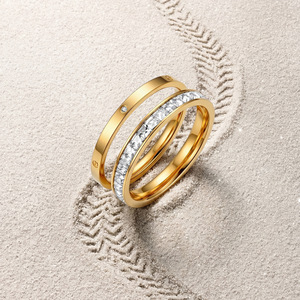 Trendy Waterproof Tarnish Free 18K Gold PVD Plated Stainless Steel Stacking <b>Ring</b> <b>Set</b> for <b>Women</b> Hypoallergenic CZ Eternity <b>Ring</b> - Product Image 5