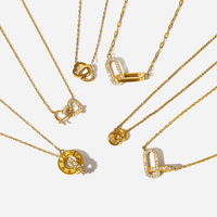 Kalung Liontin Ganda Elegan Anti Air dari Baja Tahan Karat Berlapis Emas PVD 18K untuk Wanita Perhiasan Fashion