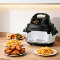 Longbank Nouvelle Friteuse à Air Électrique Intelligente 1700W, Non Toxique, 4.8L+6L, avec Thermostat et Bol en Verre, Portable, Turbo, pour Friture Profonde