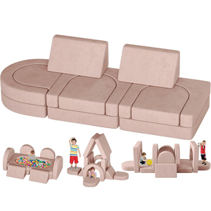 Sofá Modular para Niños Pequeños de 12 Piezas con 2 Cojines Triangulares y 4 Arcos, Sofá Seccional de <span class=keywords><strong>Espuma</strong></span> <span class=keywords><strong>Plegable</strong></span> para Niños, Muebles para Sala de Juegos - Product Image 1