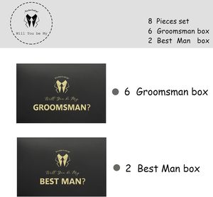 Scatole Regalo Nere per Testimoni dello Sposo, Set di Scatole per Proposta di Testimone per Festa dell'Ultimo Sposo, 6 Scatole 'Vuoi Essere il Mio Testimone?' e 2 Scatole 'Miglior Uomo' - Product Image 2