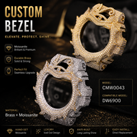 Boîtier de montre Moissanite Iced Out Dragon compatible DW6900, Lunette Moissanite VVS, Passe le testeur de diamant, Pièces de modification de montre Hip Hop
