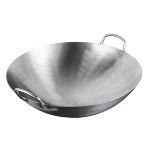 Kengq 32cm-80cm Batterie De Cuisine Wok En Acier Inoxydable Double Oreille Grand Wok Avec Poignées Cuisine Wok En Acier Inoxydable - Product Image 1
