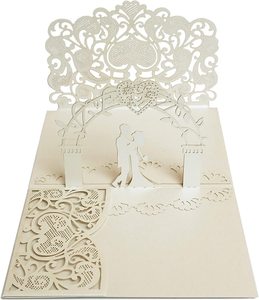 Carte d'invitation de mariage 3d personnalisée, découpée au Laser, faite à la main, avec enveloppe - Product Image 1