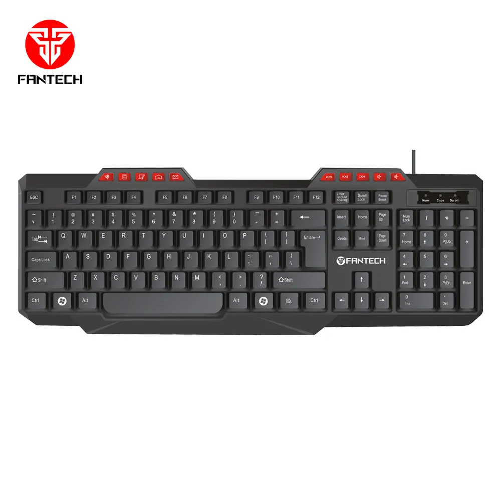 Terbaik Jual Ergonomis Multimedia Office Keyboard K210 Fantech 104 Kunci dengan Sistem Drainase Air Desain