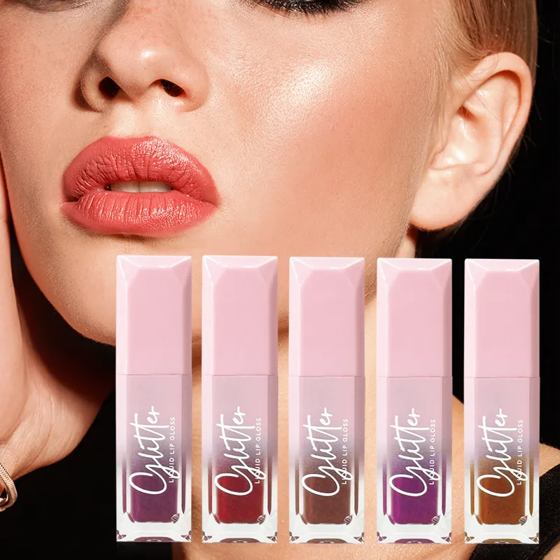 글리터 립글로스 틴티드 보습 오래 착용 립스틱 개인 라벨 다채로운 매트 립글로스