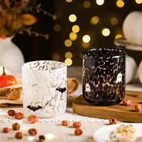 Gelas Kaca 3D Gaya Nordik Motif Percikan Hantu Kelelawar Labu untuk Lilin Votive, Hadiah Pesta Halloween