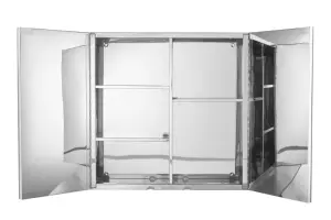 Armário de aço inoxidável 304 para banheiro com portas duplas espelhadas por atacado