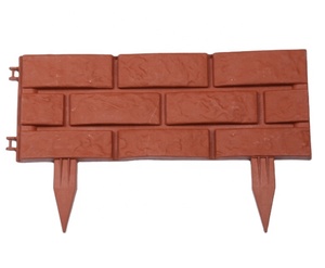 No Dig Easy Assembly Nature Treated Wood Interlocking Plastic Brick Effect Garden Edging <b>Border</b> for Outdoor Landscaping - Product Image 1