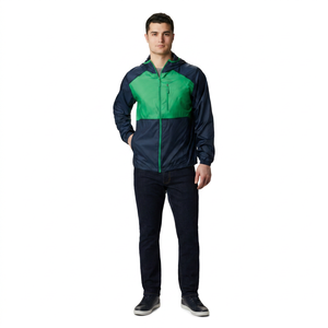 Veste coupe-vent pour homme grande taille, design personnalisé, confortable, à prix abordable, pour la course en extérieur, avec col montant, en polyester souple et imperméable - Product Image 1
