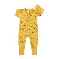 Romper Printing Bamboo Romper Leesourcing Long Sleeve Bamboo Romper Front Button Baby Clothes Private Label Custom Print Romper Bamboo Clothing