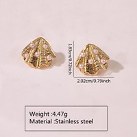 Boucles d'oreilles clous en acier inoxydable gravées avec logo, série Marine, coquillages, étoiles de mer, conques, plaqué or PVD, modèle de bijoux