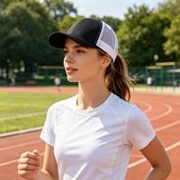 Gorra Trucker de 6 Paneles con Visera Plana, Malla de Algodón, Unisex, Venta al por Mayor de Fábrica, Base Lisa, Admite Logotipo Bordado Personalizado, Gorra para Deportes al Aire Libre