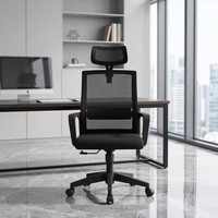 Chaise de bureau pivotante entièrement en maille à prix de gros, chaise de bureau ergonomique à dossier haut avec appui-tête