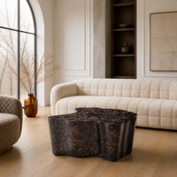 Table basse contemporaine en marbre artificiel brun brillant, design Alien, mobilier pour la maison, personnalisable