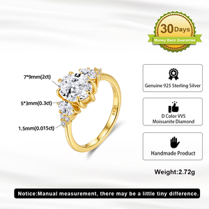 Anello da Donna Rinntin SMOR21 in <span class=keywords><strong>Argento</strong></span> Sterling <span class=keywords><strong>925</strong></span> con Moissanite Taglio a Pera 2ct Colore D VVS per Fidanzamento, Matrimonio e Promessa - Product Image 6