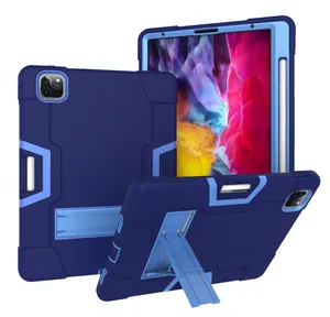 שלוש שכבה מחוספס Tablet Case עבור iPad אוויר 4 5 2022 מלא גוף עמיד הלם היברידי Heavy Duty Kickstand ילדי כיסוי