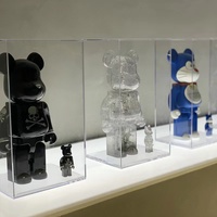 Vitrine en acrylique transparente de 3 mm d'épaisseur, brillante, anti-poussière, pour figurines Bearbrick, jouets, modèles, peluches, ours en peluche