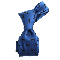 Cravate en polyester tissé pour homme, motif Teckel mignon, couleurs bleu, noir, orange, personnalisable, thème animal chien, vente en gros Chine