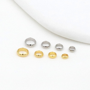 Seamless <b>Copper</b> Ring 18K Gold Plated 14K Gold Filled Spacer Beads For <b>Bracelet</b> Making Round Jewelry Findings B01 - Product Image 2