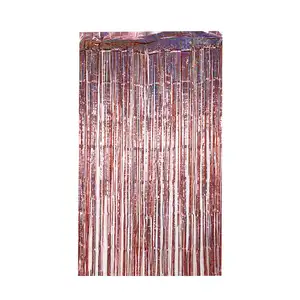 Décoration de fête en gros, franges suspendues pour fond de scène, franges métalliques dorées rose, rideaux en feuille de paillettes pour fête - Product Image 1