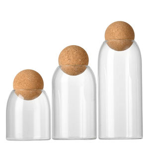 Inovasi baru Harga bagus kaleng dapur kaca stoples penyimpanan kaca <span class=keywords><strong>Cork</strong></span> untuk penyimpanan kopi teh gula - Product Image 1
