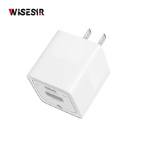 Chargeur rapide WISESIR 33W GaN à double port Type-C USB PD 3.0 PPS QC4.0 OTP compact 5V/3A 9V/2A 12V/2.5A Adaptateur secteur