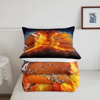 Ensemble de couette matelassée en microfibre polyester douce et chaude avec impression numérique 3D de football et de basketball
