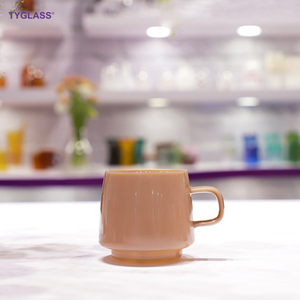 Vente <span class=keywords><strong>en</strong></span> gros, tasse à café 2025 <span class=keywords><strong>en</strong></span> verre borosilicaté rose opale opaque, tasse à thé et tasse à eau avec poignée - Product Image 2
