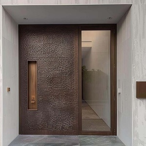 Porte d'entrée extérieure principale moderne en aluminium noir, étanche, insonorisée, antivol, à battant unique, pour une sécurité renforcée - Product Image 2