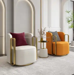Venta al por mayor vintage mediados siglo moderno de la tela-Trending-muebles modernos para el hogar, tapizados en tela de cuero, marco de madera, giratorio, de cuero francés