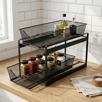 Organisateur de tiroir coulissant à 2 niveaux en maille, écologique, moderne et polyvalent, pour la cuisine, la maison, le bureau, le rangement des armoires