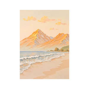 Hand Painted Oil Painting Sunlit Mountains Sea Beach Scene Impressionism Style Living Room Decor <b>Wall</b> Art No <b>Frame</b> - Product Image 5