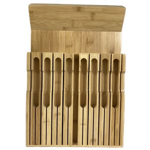 Organisateur de cuisine en bambou pour tiroir, porte-couteaux en bambou à insérer dans le tiroir - Product Image 4