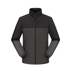 Chaqueta a prueba de viento con forro polar para otoño e invierno, hecha a medida, de color sólido con contraste, ropa de trabajo unisex para uso en exteriores. - Product Image 4