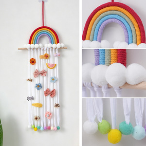 Arazzo da Parete <span class=keywords><strong>Arcobaleno</strong></span> Bohemien in <span class=keywords><strong>Macramè</strong></span> Intrecciato, Porta Fermagli per Capelli per Bambini, Cintura Portaoggetti per Decorazione Domestica - Product Image 3