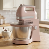 Batteur sur socle électrique Genesis 300W, bol mélangeur en acier inoxydable de 3,5 L, fonction turbo 5 vitesses, design à tête inclinable, cuisson à une touche