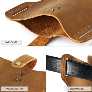 Offre Spéciale <span class=keywords><strong>ceinture</strong></span> en cuir véritable pour hommes Style Vintage support de téléphone en cours d'exécution avec boucle de pochette de <span class=keywords><strong>ceinture</strong></span> - Product Image 6