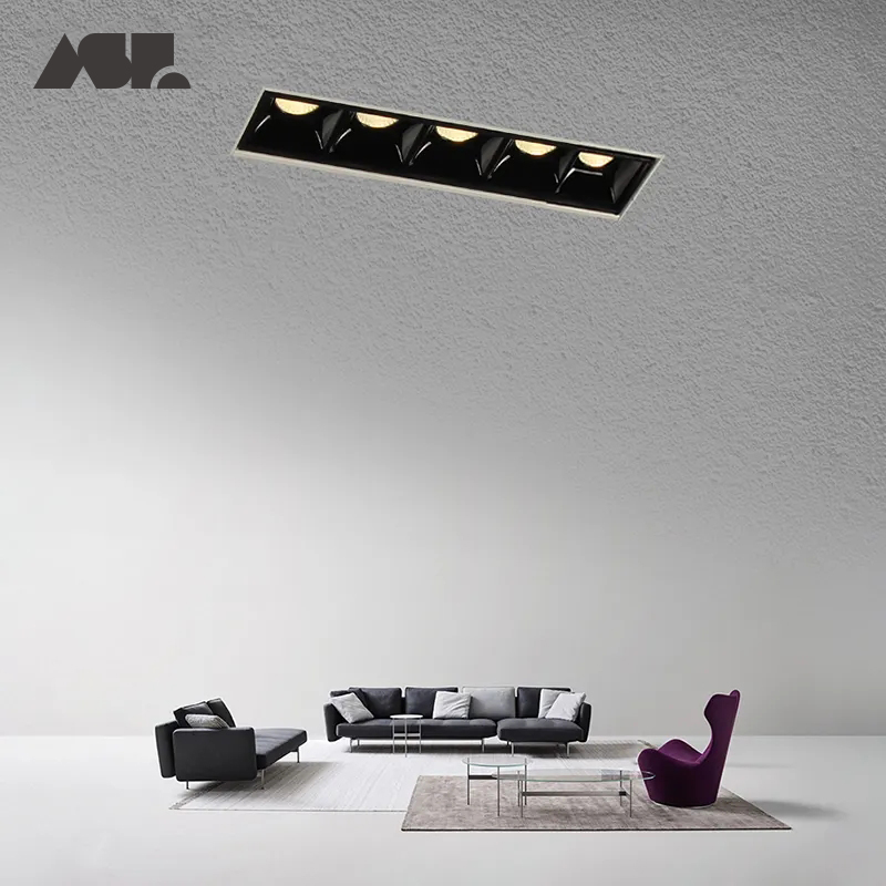 Aisilan, комнатный, утопленный, для гостиной, без щетки, dali triac 0-10 В, с регулируемой яркостью, квадратная линейная точечная лампа, светодиодная решетка