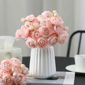 <b>Artificial</b> Camellia Bouquet 6 Stem Plastic Silk <b>Flowers</b> High Simulation Rustic Home Decor Wedding Props - Product Image 2