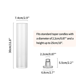 Bougeoirs en verre à nervures transparents à extrémités ouvertes, bougeoirs pare-vent pour bougies de 2,2 cm, décoration de fête en plein air, <span class=keywords><strong>mariage</strong></span> - Product Image 5
