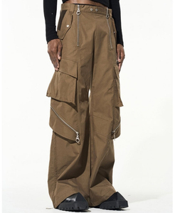 Erkek Bol Paça Kargo Pantolon Logolu Geniş Yüksek Bel Rahat Şık Vintage Ağır Polyester/Pamuk OEM Hizmeti Kışlık - Product Image 5