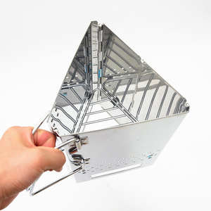 Estufa de Carbón Triangular de Acero Inoxidable 19x19x30cm, Parrilla Portátil Plegable para Exteriores, Camping, Barbacoa y Calefacción - Product Image 3
