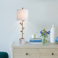 Lampe de Table en laiton, modèle créatif et Unique, avec Base en cristal blanc naturel, motif floral, Base en marbre, pour Buffet