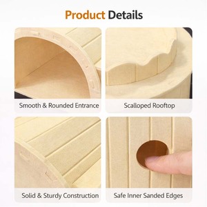 OEM ODM Personnalisé Maison pour chat classique confortable en feutre, Lit-caverne ovale de luxe pour chat, Repaire fermé pour chaton, Toutes saisons - Product Image 3