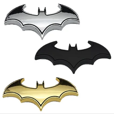 high quality wholesale personality bat car metal sticker 3D Car Logo scratch gold silver black car accessories sticker thickened